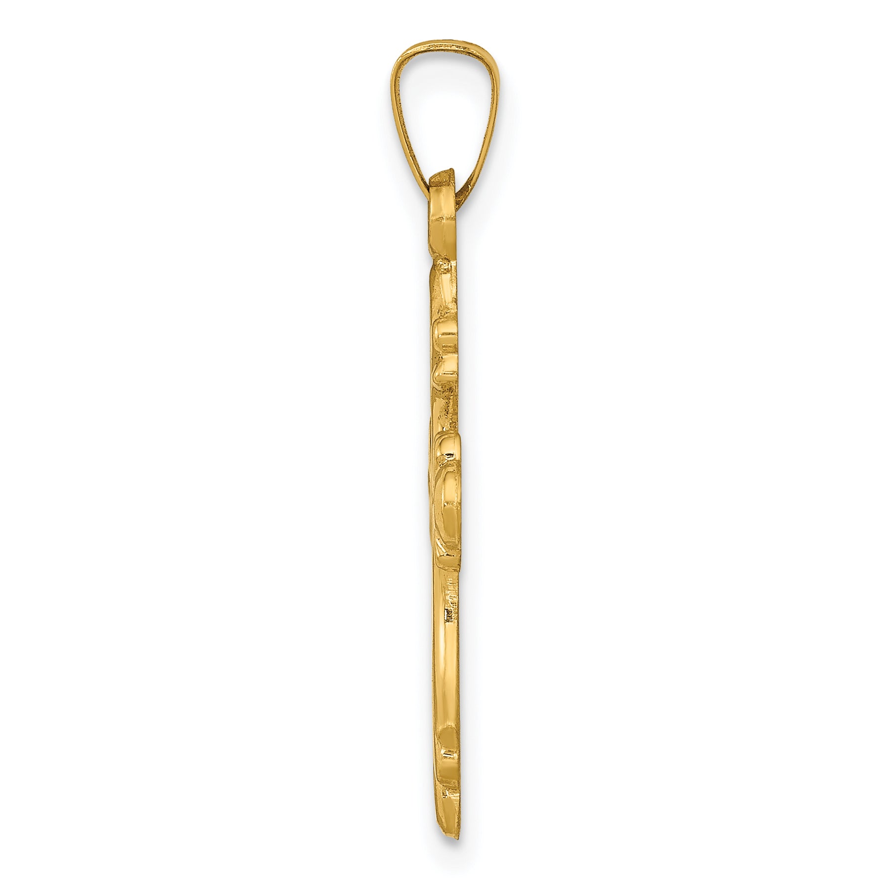 14k Polished Fleur De Lis Cross Pendant