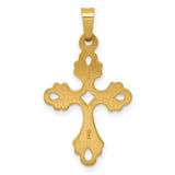 14k Polished Fleur De Lis Cross Pendant