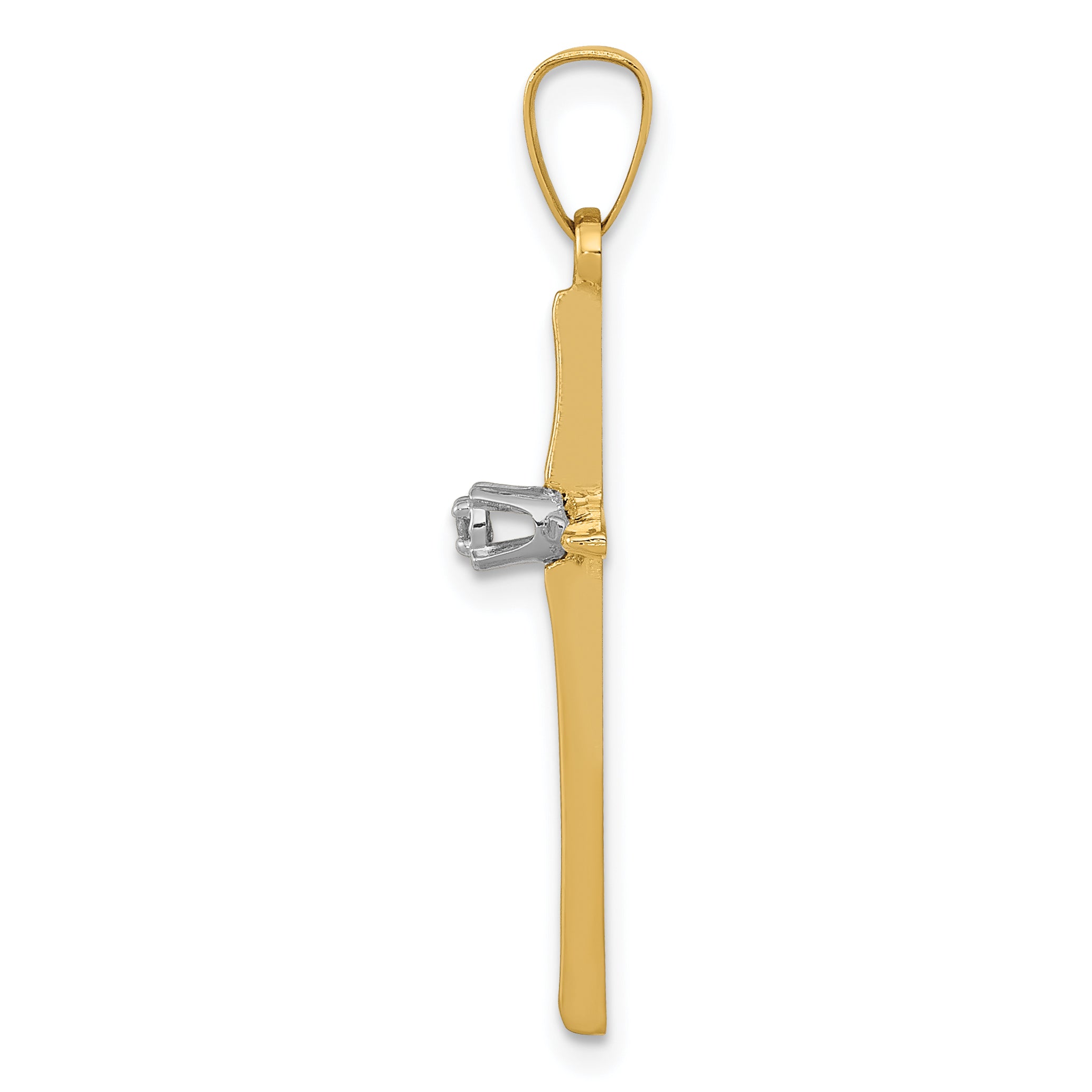14k Diamond Polished Passion Cross Pendant