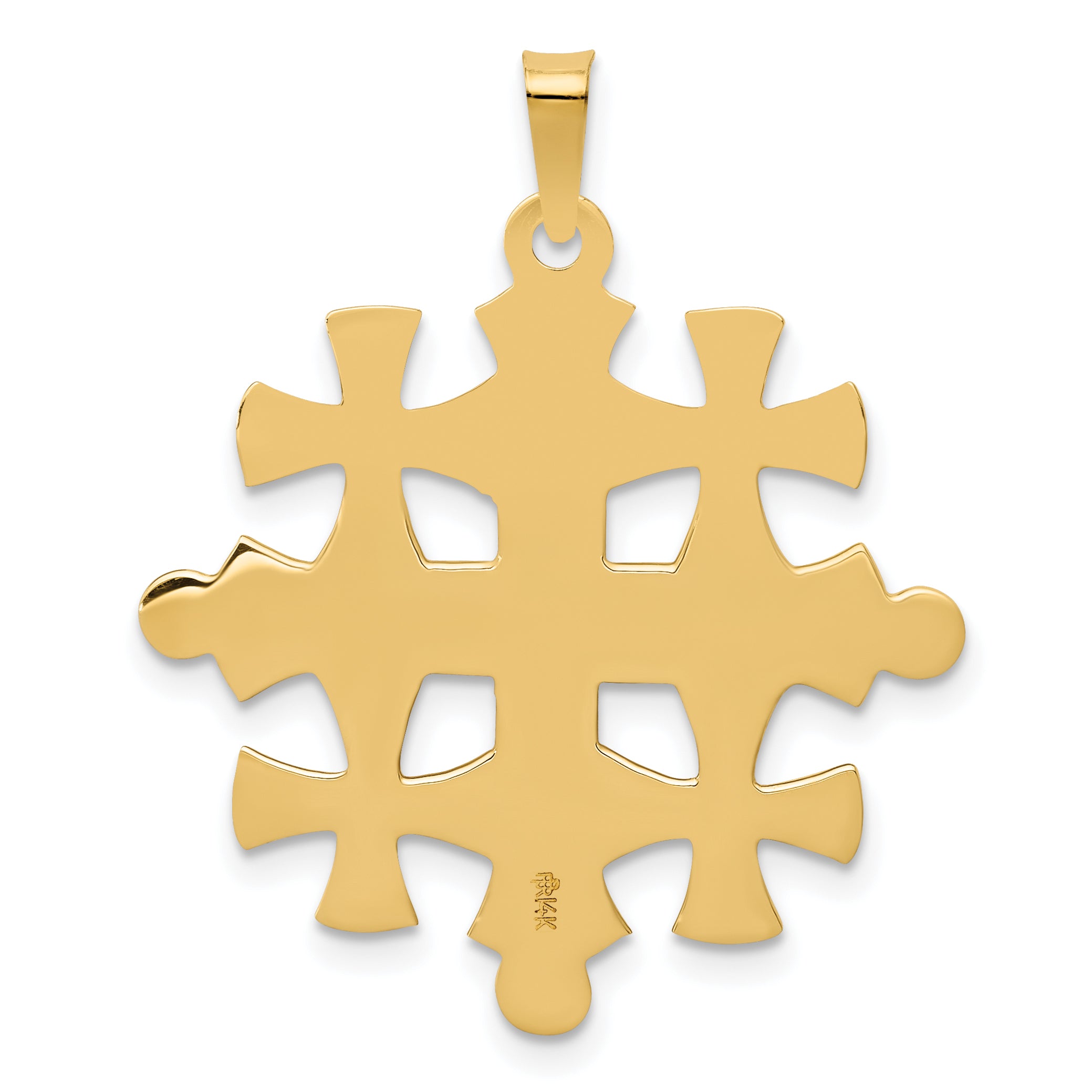 14k Polished Jerusalem Cross Pendant