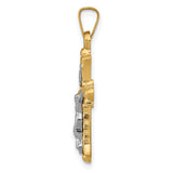 14k Two-Tone Polished INRI Crucifix Cross Pendant