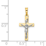 14K w/Rhodium Polished Inri Crucifix Pendant