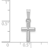 14k White Gold Polished Cross Pendant