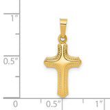 14k Polished and Textured Cross Pendant