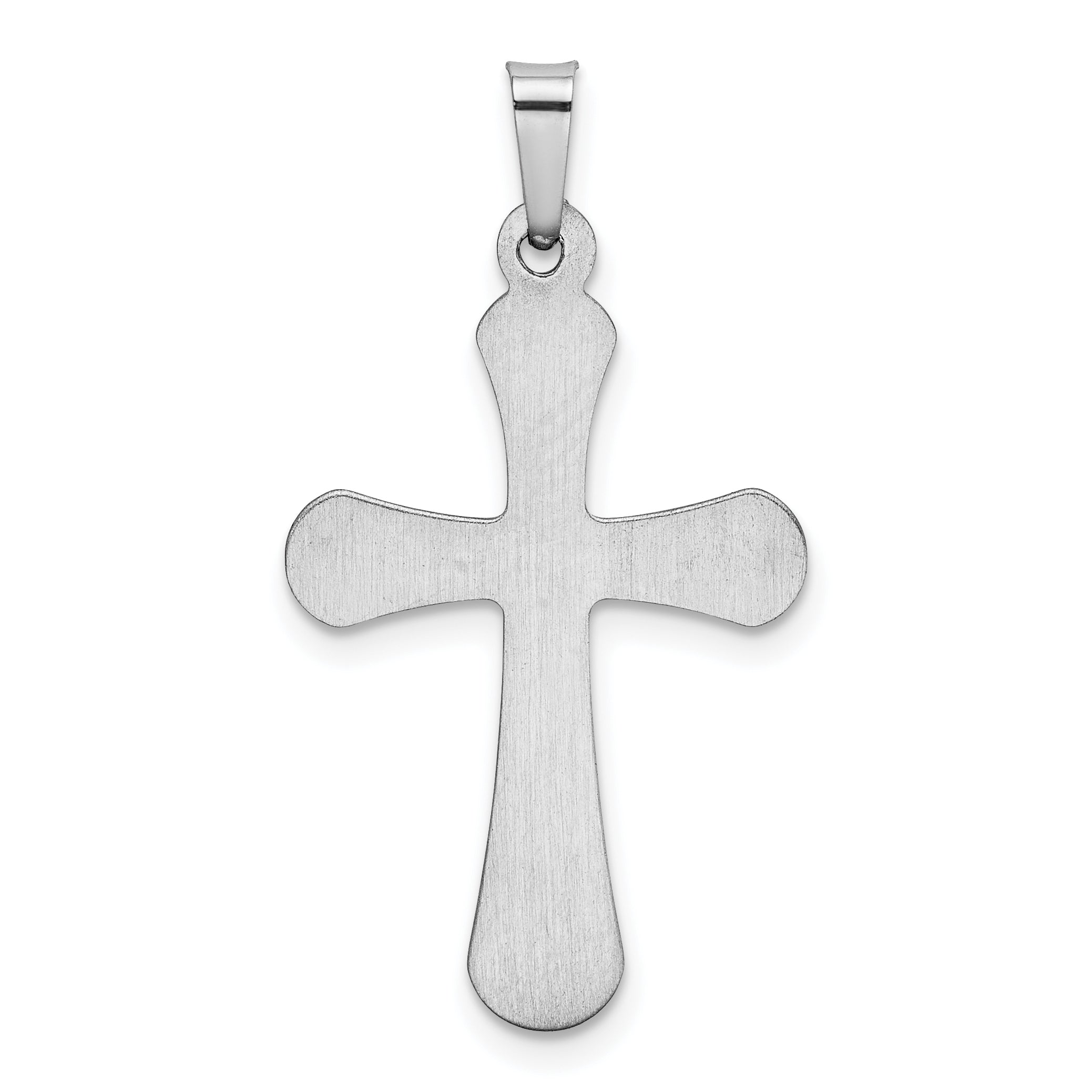 14k White Gold Polished Rounded Cross Pendant