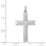 14k White Gold Polished and Satin w/Dots Cross Pendant