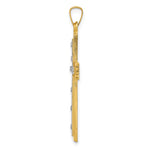 14K W/Rhodium Polished and Satin Cross Pendant
