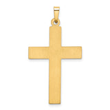 14K W/Rhodium Polished and Satin Cross Pendant