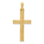 14k Polished Lattice Textured Cross Pendant