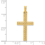 14k Polished Lattice Textured Cross Pendant