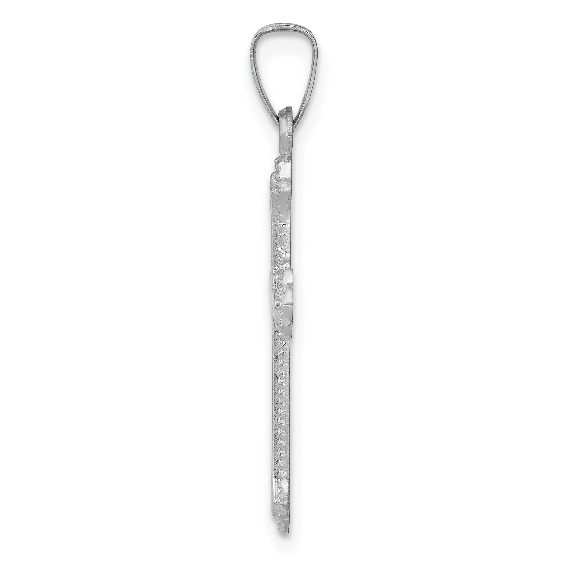 14k White Gold Polished Cross Pendant