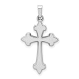 14k White Gold Polished Fleur de Lis Cross Pendant