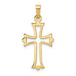 14k Polished Cut-out Fleur de Lis Cross Pendant
