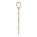 14k Polished Cut-out Fleur de Lis Cross Pendant