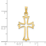 14k Polished Cut-out Fleur de Lis Cross Pendant