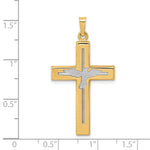 14K W/Rhodium Polished and Satin Cross W/Dove Pendant