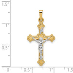 14k Two-tone Polished INRI Crucifix Pendant