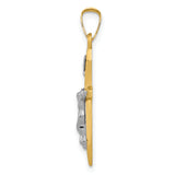 14k Two-tone Polished INRI Crucifix Pendant