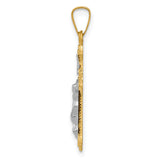 14k Two-tone Polished INRI Crucifix Pendant