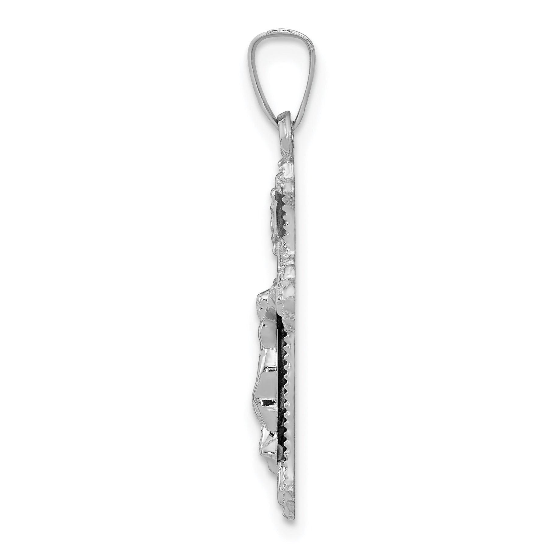 14k White Gold Polished INRI Crucifix Pendant