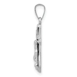 14k White Gold Polished INRI Crucifix Pendant
