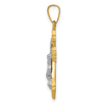 14k Two-tone Polished Fleur de Lis INRI Crucifix Pendant