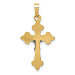 14k Two-tone Polished Fleur de Lis INRI Crucifix Pendant