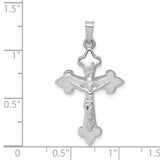 14k White Gold Polished Fleur de Lis Crucifix Pendant