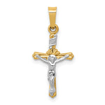 14k Two-tone Polished INRI Crucifix Pendant