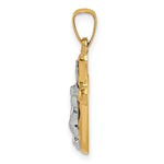 14k w/Rhodium Polished INRI Rounded Crucifix Pendant