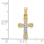14k w/Rhodium Polished INRI Rounded Crucifix Pendant