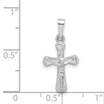 14k White Gold Polished INRI Rounded Crucifix Pendant