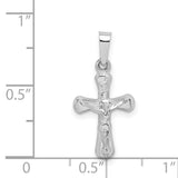 14k White Gold Polished INRI Rounded Crucifix Pendant