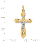 14k Two-tone Polished INRI Crucifix Pendant