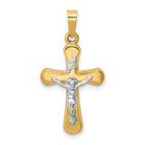 14k Two-tone Polished Rounded Crucifix Pendant