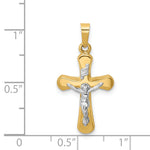 14k Two-tone Polished Rounded Crucifix Pendant