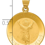 14K Polished Satin Hollow Divino Nino Round Medal Pendant
