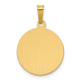 14K Polished Satin Hollow Divino Nino Round Medal Pendant