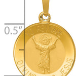 14K Polished Satin Hollow Divino Nino Round Medal Pendant