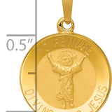 14K Polished Satin Hollow Divino Nino Round Medal Pendant