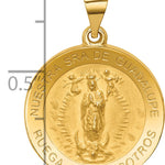 14K Polished/Satin Spanish Our Lady Guadalupe Hollow Medal