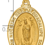 14K Polish/Satin Hollow Spanish Lady Of Guadalupe Medal Pendant