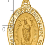 14K Polish/Satin Hollow Spanish Lady Of Guadalupe Medal Pendant