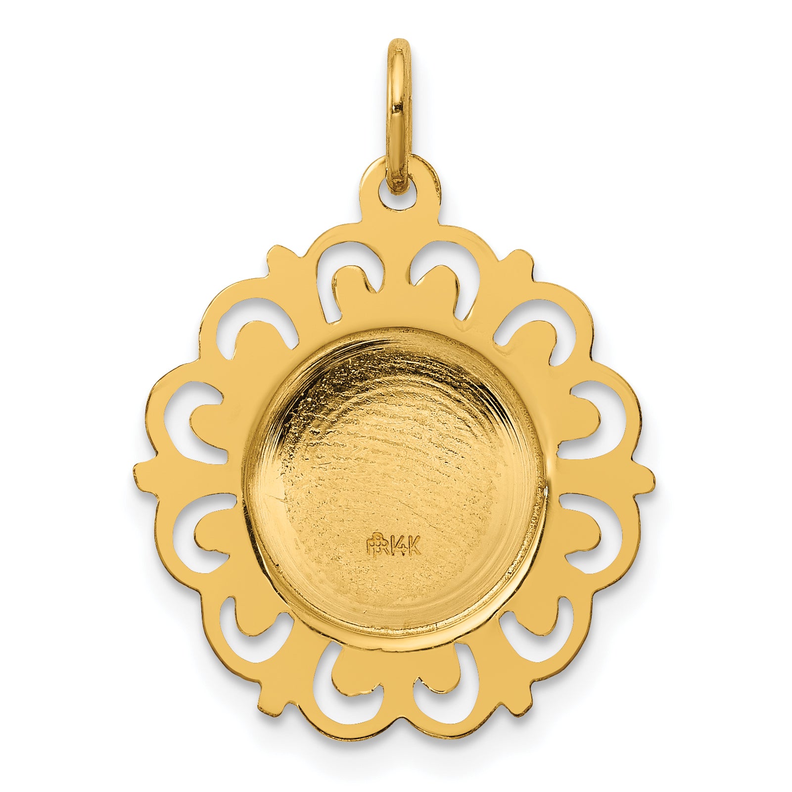 14k Polished/Satin Spanish Guardian Angel Medal Hollow Pendant