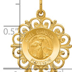 14k Polished/Satin Spanish Guardian Angel Medal Hollow Pendant