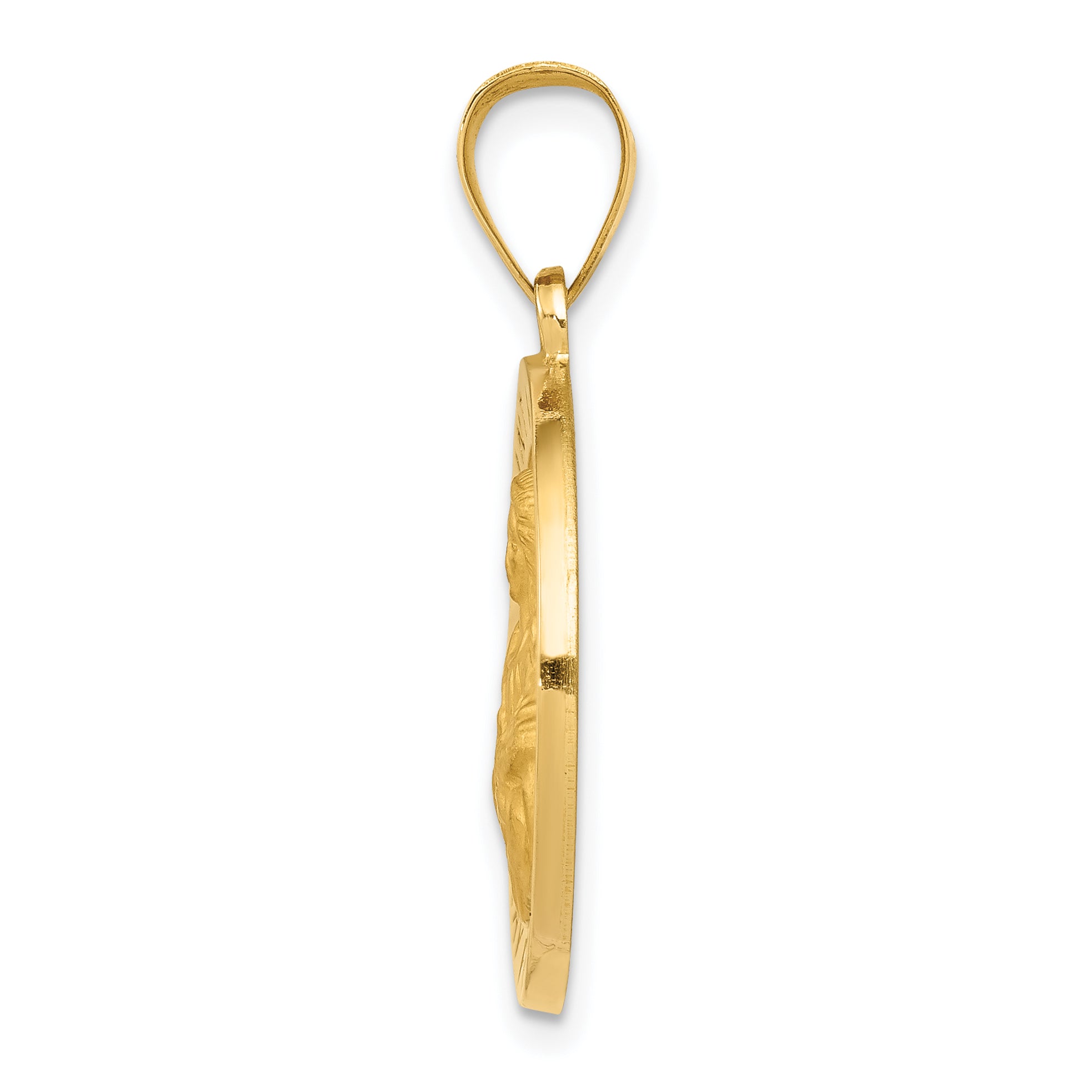 14K Polished/Satin St. Agatha Hollow Medal Pendant