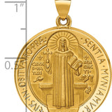 14K Polished/Satin St. Benedict Reversible Hollow Medal