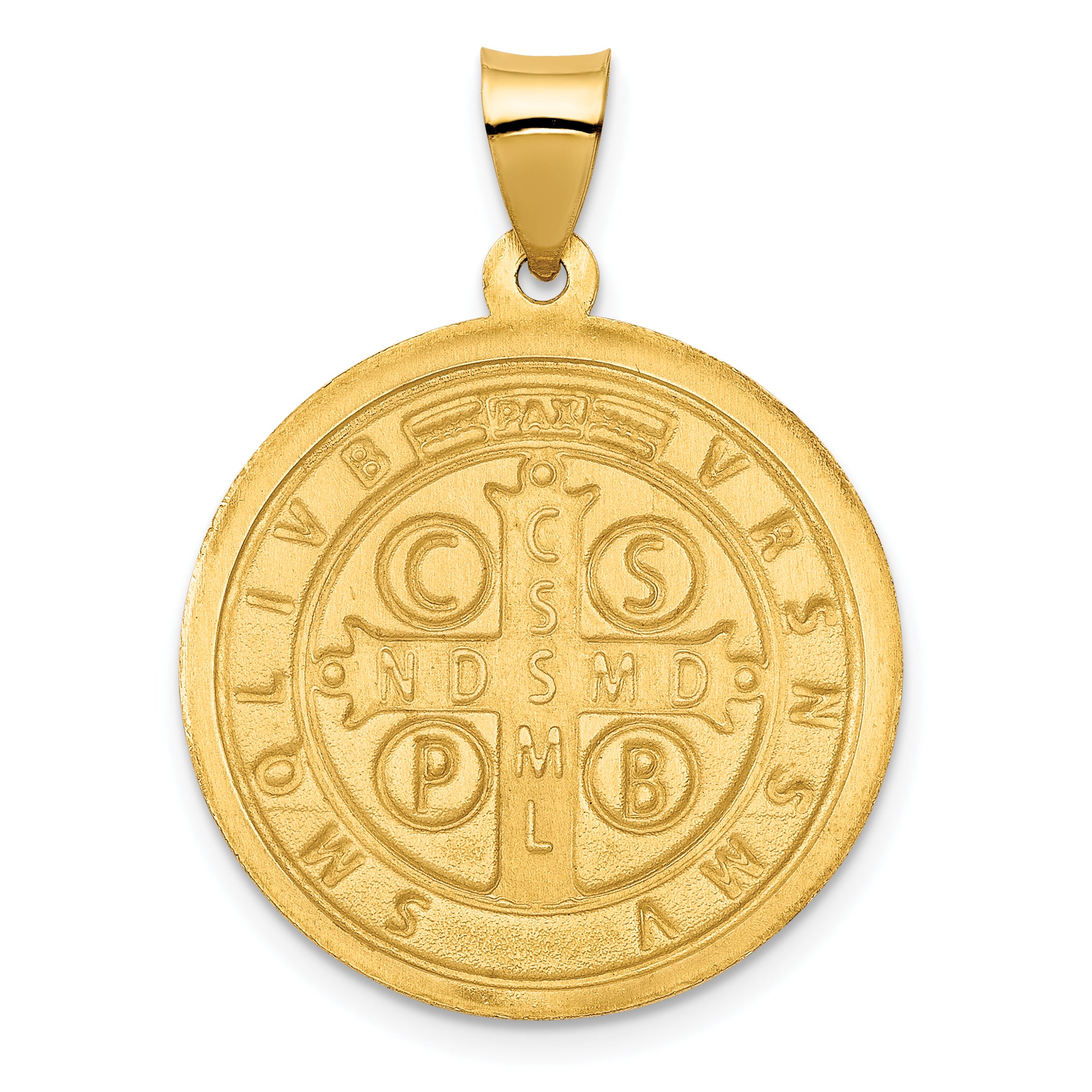 14K Polished/Satin St. Benedict Reversible Hollow Medal