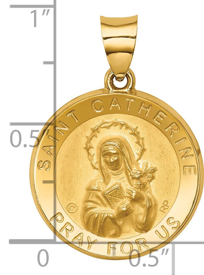 14K Polished/Satin St. Catherine Hollow Medal Pendant