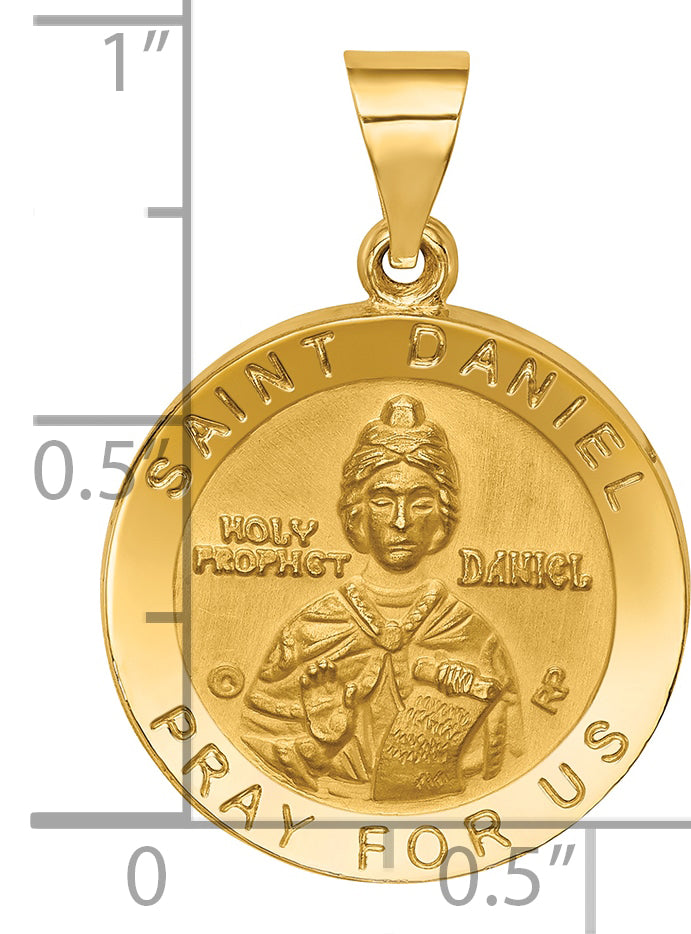 14K Polished/Satin St. Daniel Hollow Medal Pendant